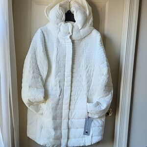 Karl Lagerfeld White Puffer Jacket with Hood